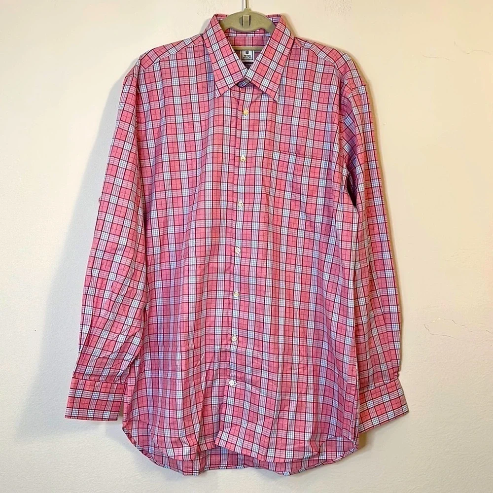 Peter millar mens long sleeve button down shirt size L 100% cotton